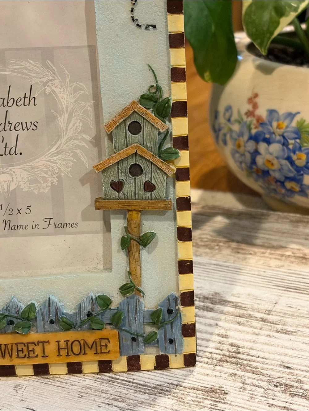 Whimsical Cottagecore “Home Sweet Home” Blue 3D Resin Birdhouse Picture Frame